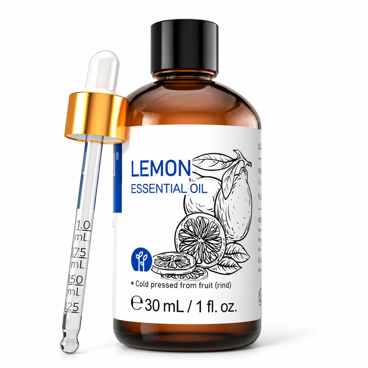 HIQILI Lemon Essential Oil 30 mL amber bottle with dropper
