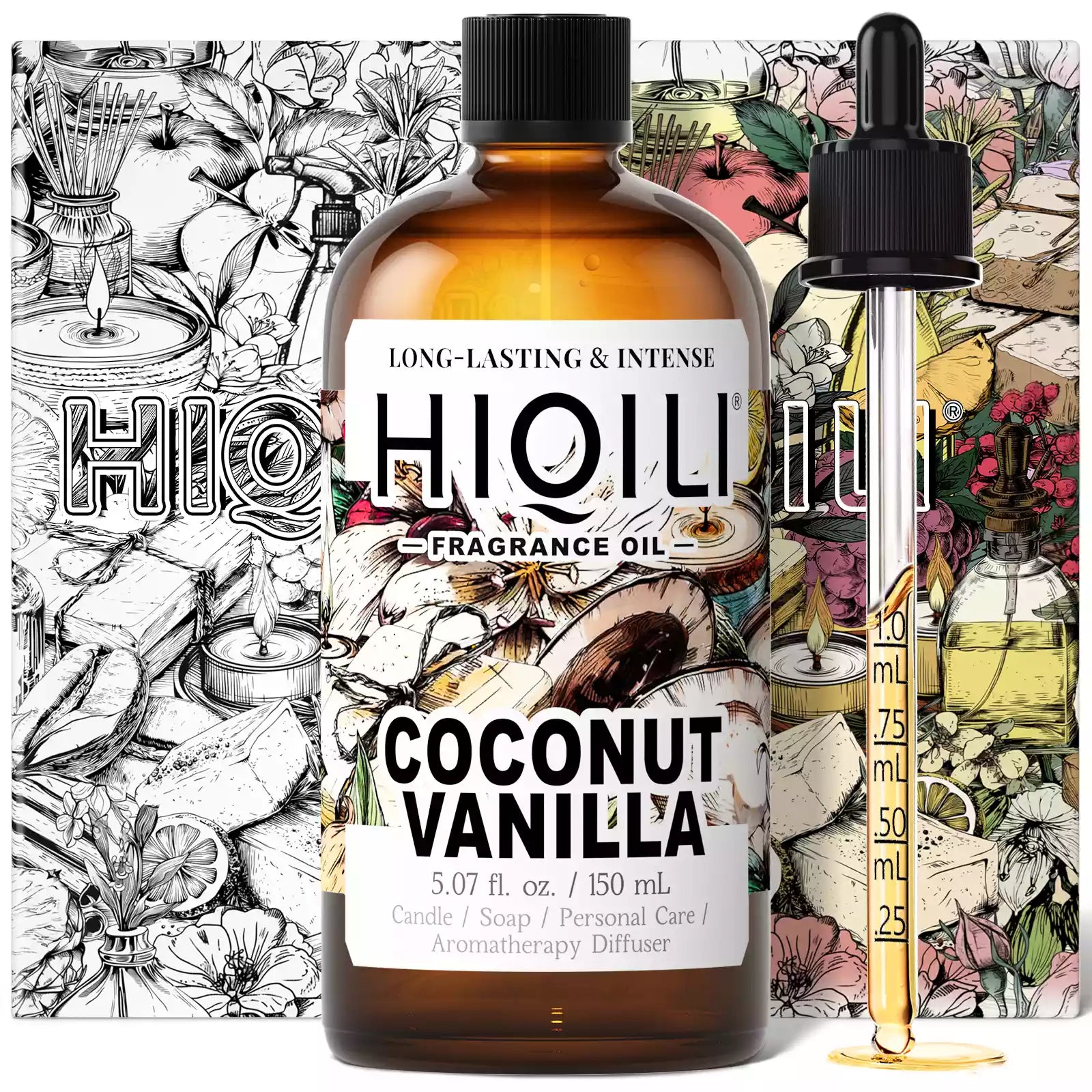 HIQILI Coconut Vanilla Fragrance Oil 5.07 fl. oz. / 150 mL