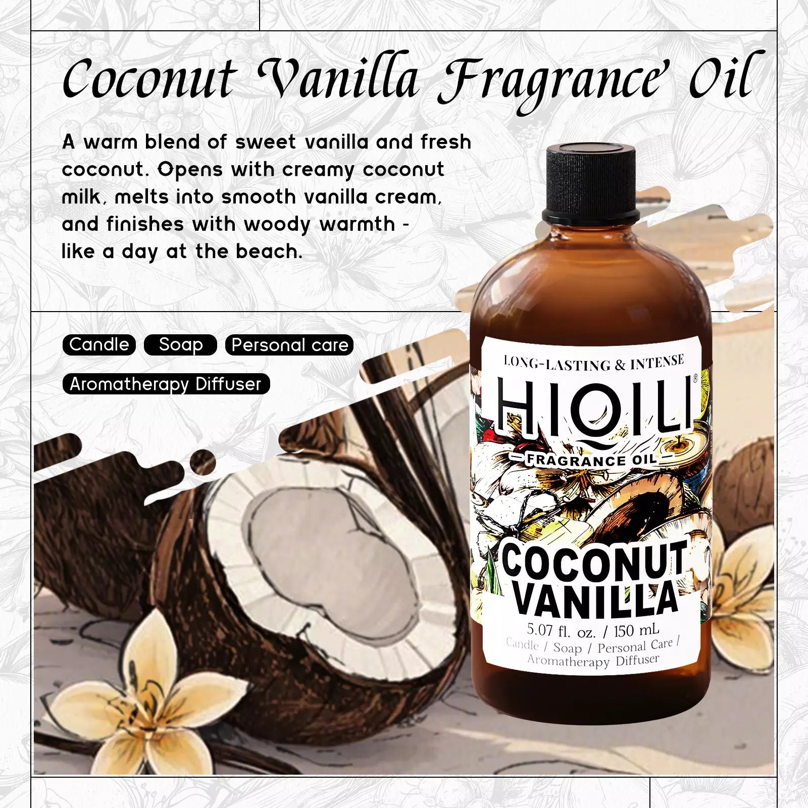 HIQILI Coconut Vanilla Fragrance Oil