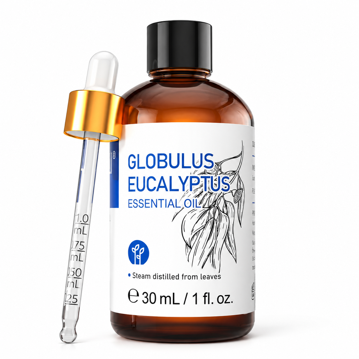 HIQILI Globulus Eucalyptus Essential Oil 30 mL amber bottle with dropper