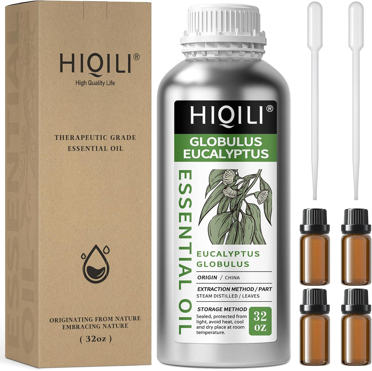 HIQILI Globulus Eucalyptus Essential Oil 10 mL set shown from a second angle