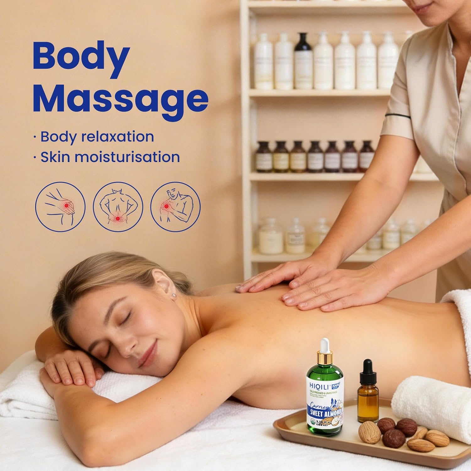 Organic Sweet Almond Oil - Cold-Pressed Carrier Oil for Massage & Body Care