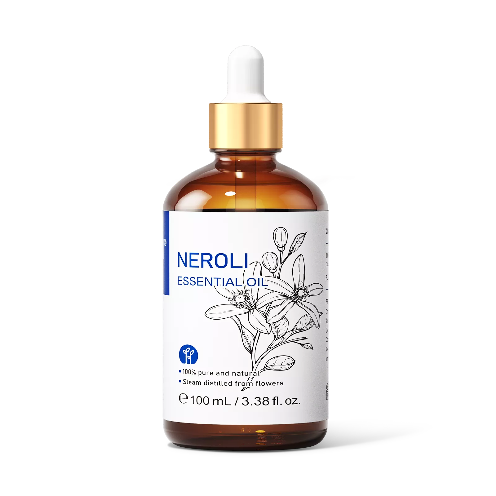 HIQILI 100mL Neroli Essential Oil, with a sweet floral aroma, perfect for aromatherapy, relaxation, and skincare.