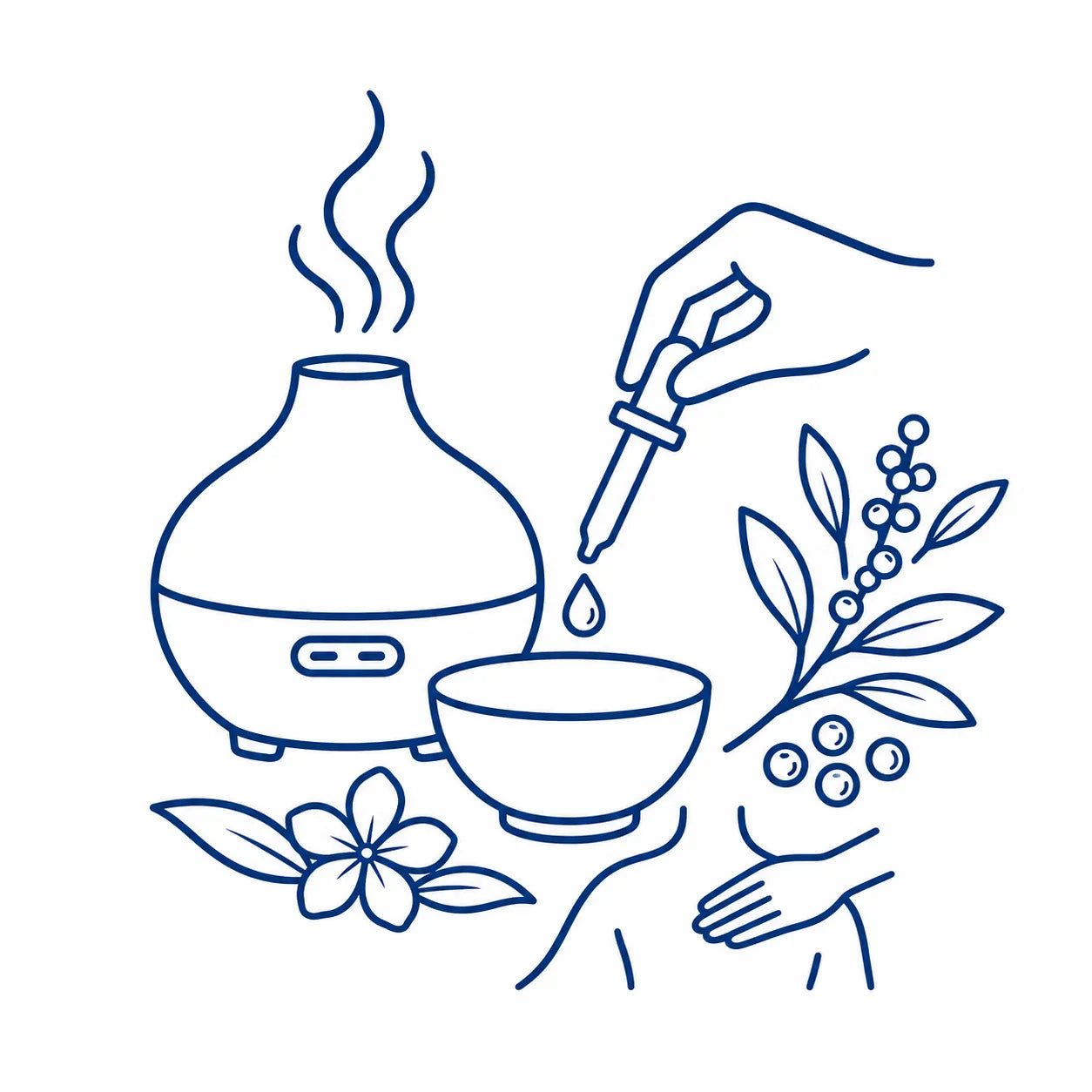 Black pepper essential oil with diffuser and mixing bowl for DIY fragrance projects