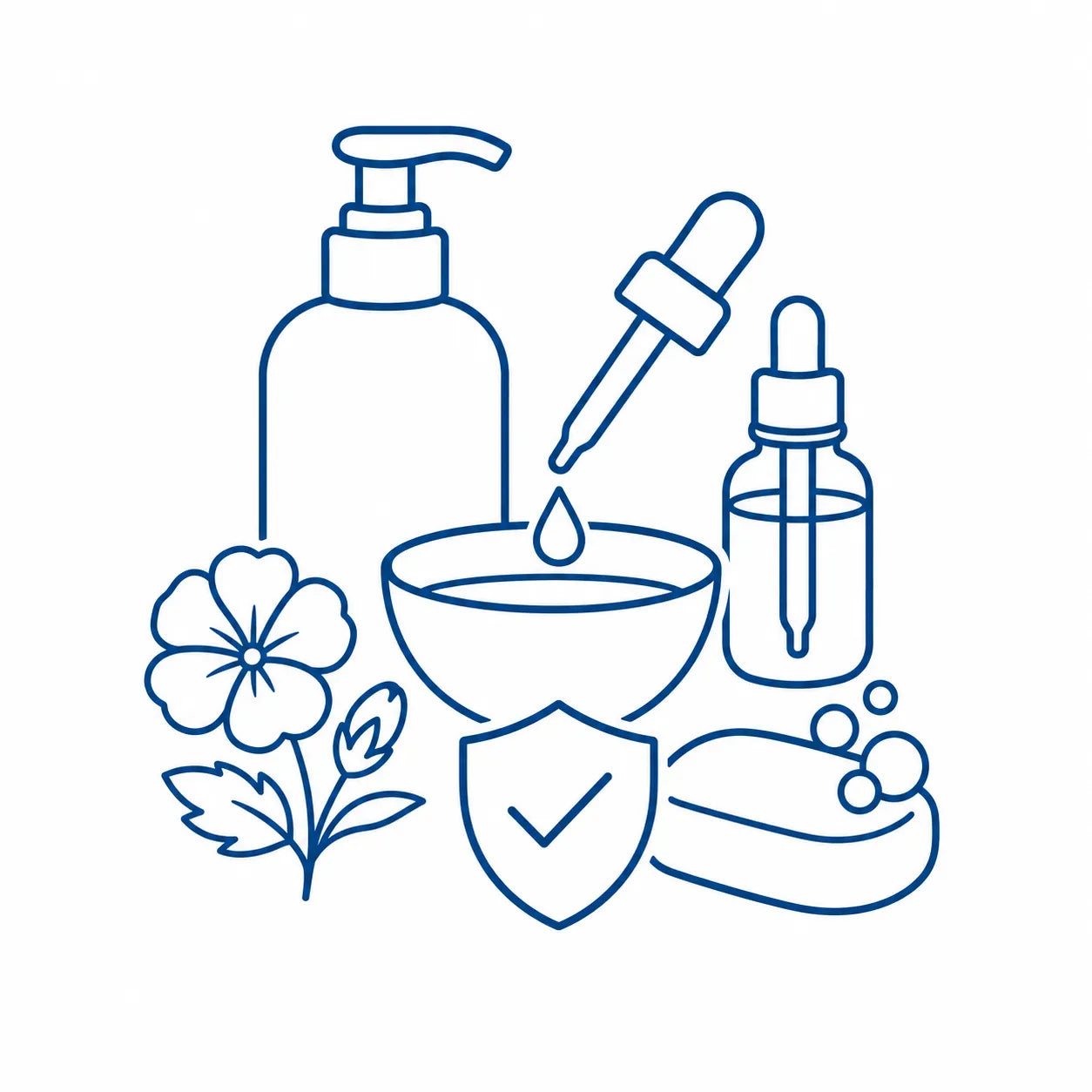 Geranium oil with lotion, mixing bowl and safety shield for personal care formulas