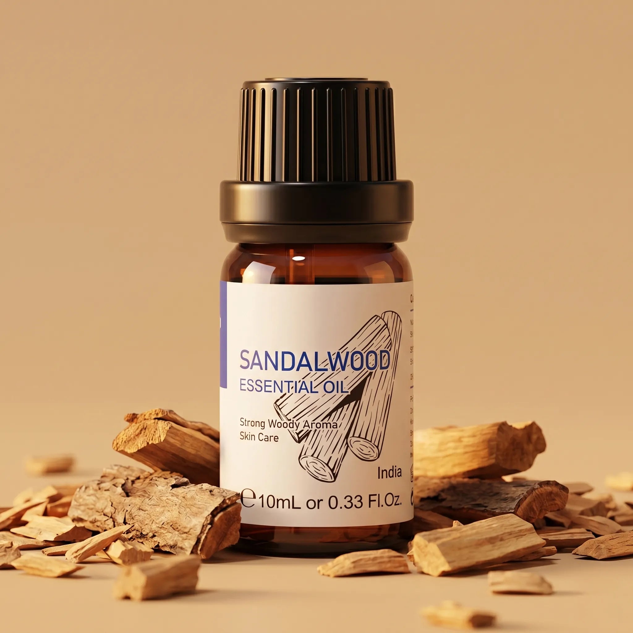 SANDAL WOOD エッセンシャルオイル 10ml Sandalwood Essential Oil | Calming, Woody Aroma | HIQILI
