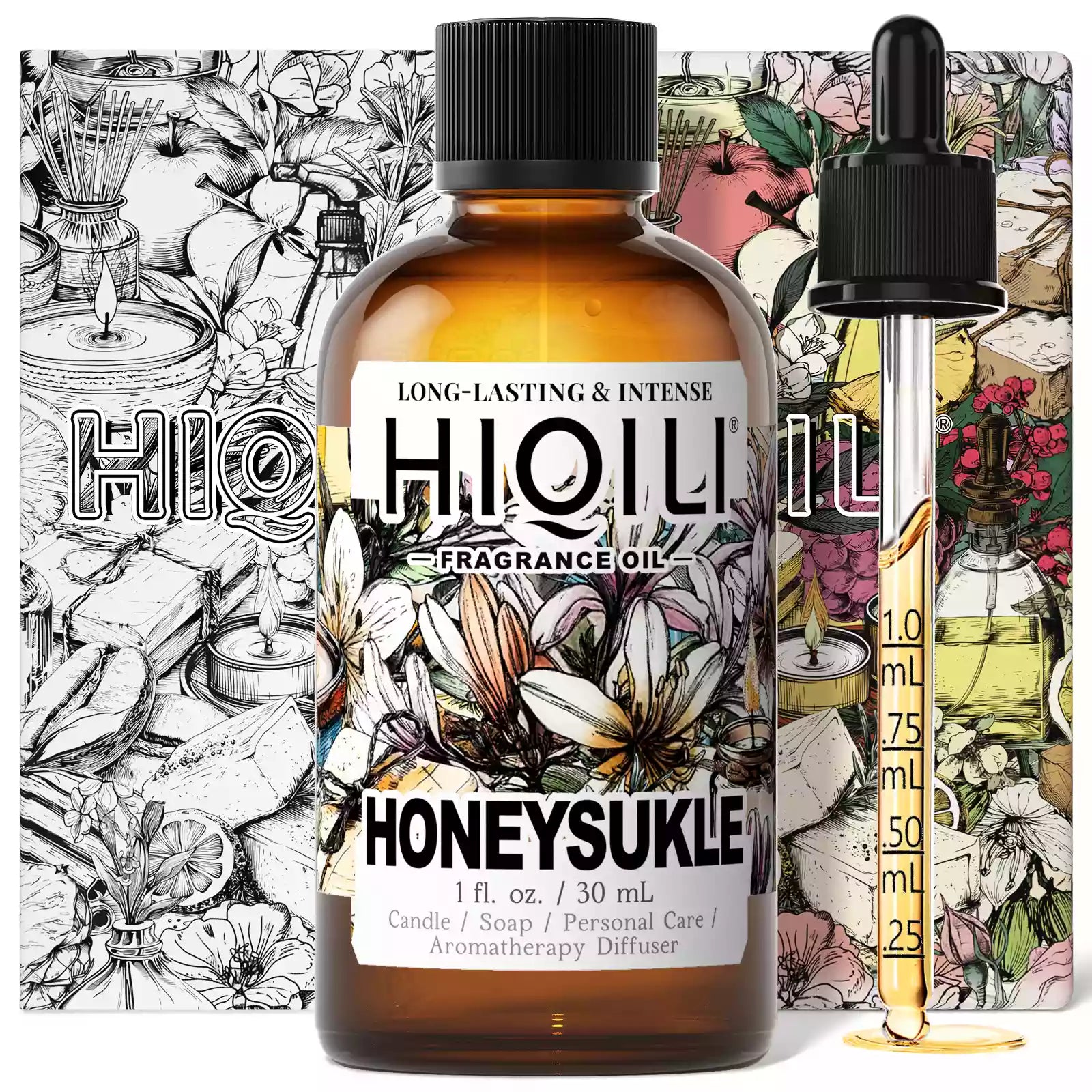 HIQILI Honeysuckle Fragrance Oil 30 mL bottle with dropper and floral box