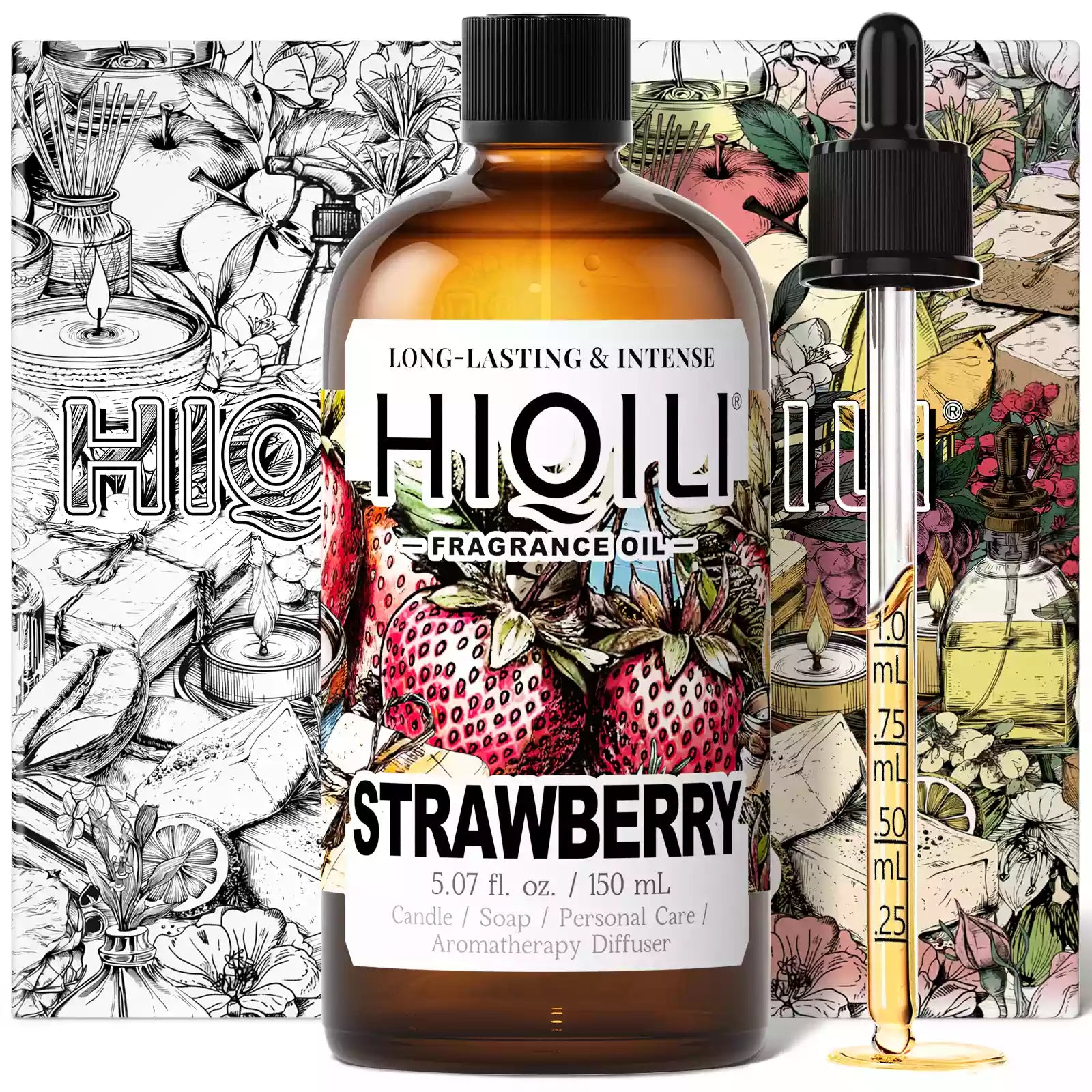 HIQILI Strawberry Fragrance Oil 150 mL bottle with dropper