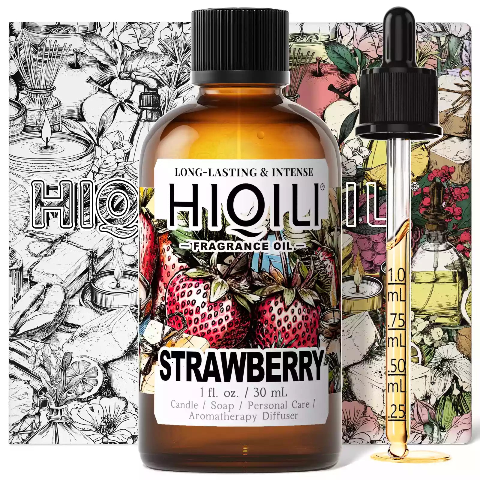 HIQILI Strawberry Fragrance Oil 30 mL bottle with dropper