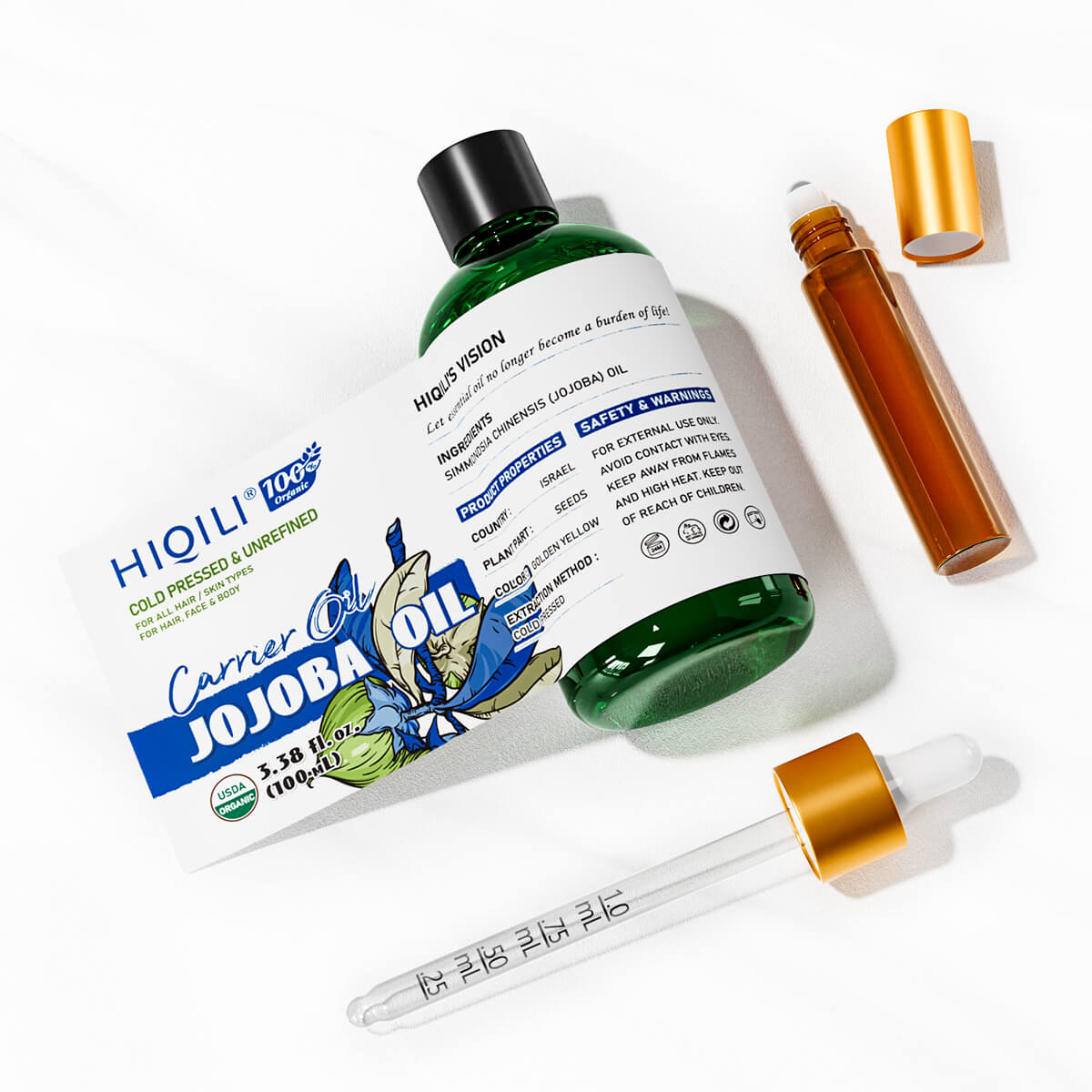 HIQILI Perfect Dilution Set: Frankincense Essential Oil + Jojoba Oil