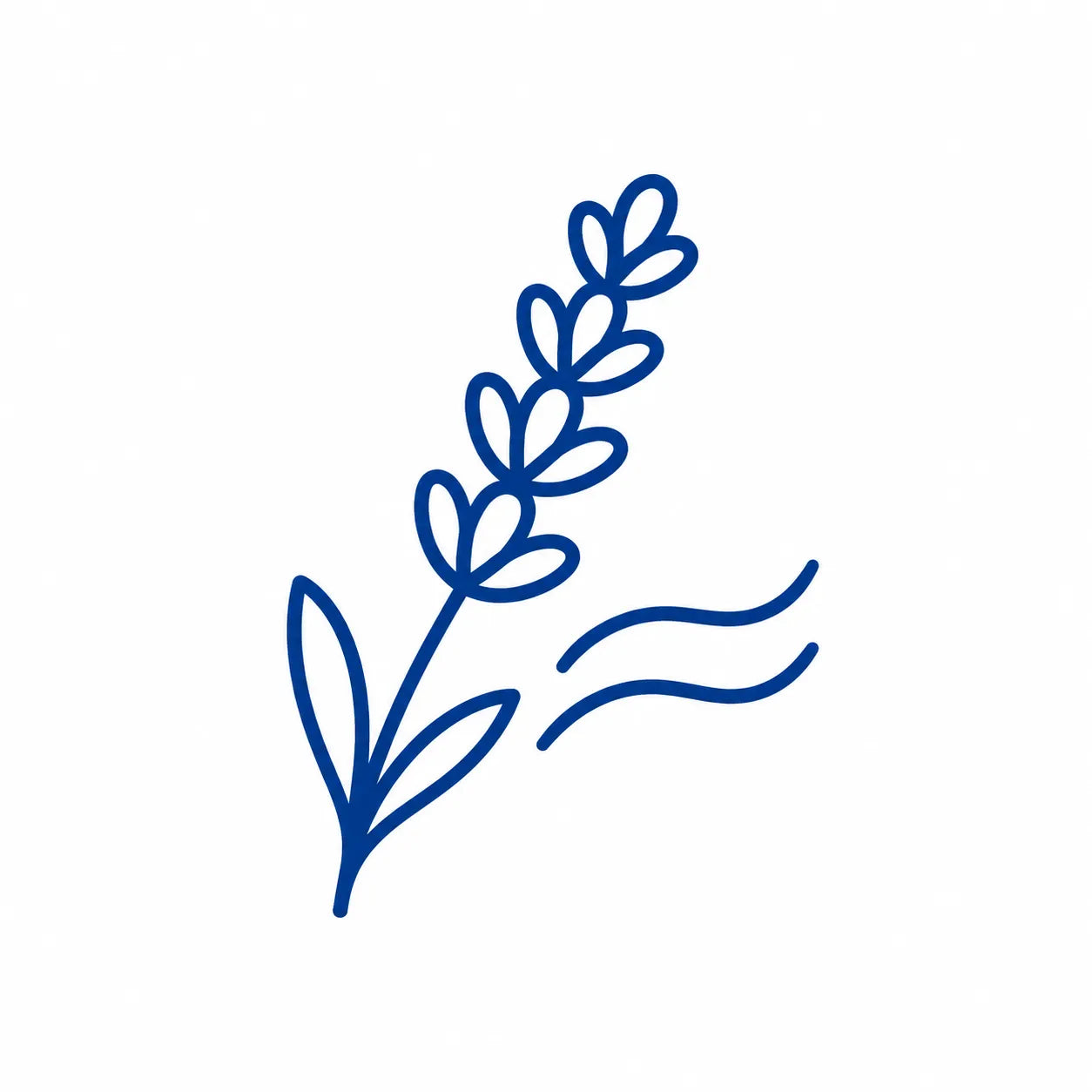 Lavender sprig and scent waves representing a fresh floral and herbaceous aroma
