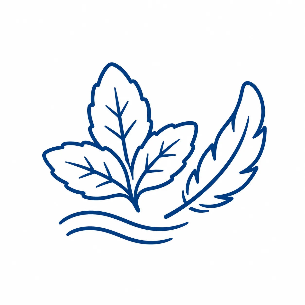 Spearmint leaves and feather representing a gentler alternative to peppermint aroma