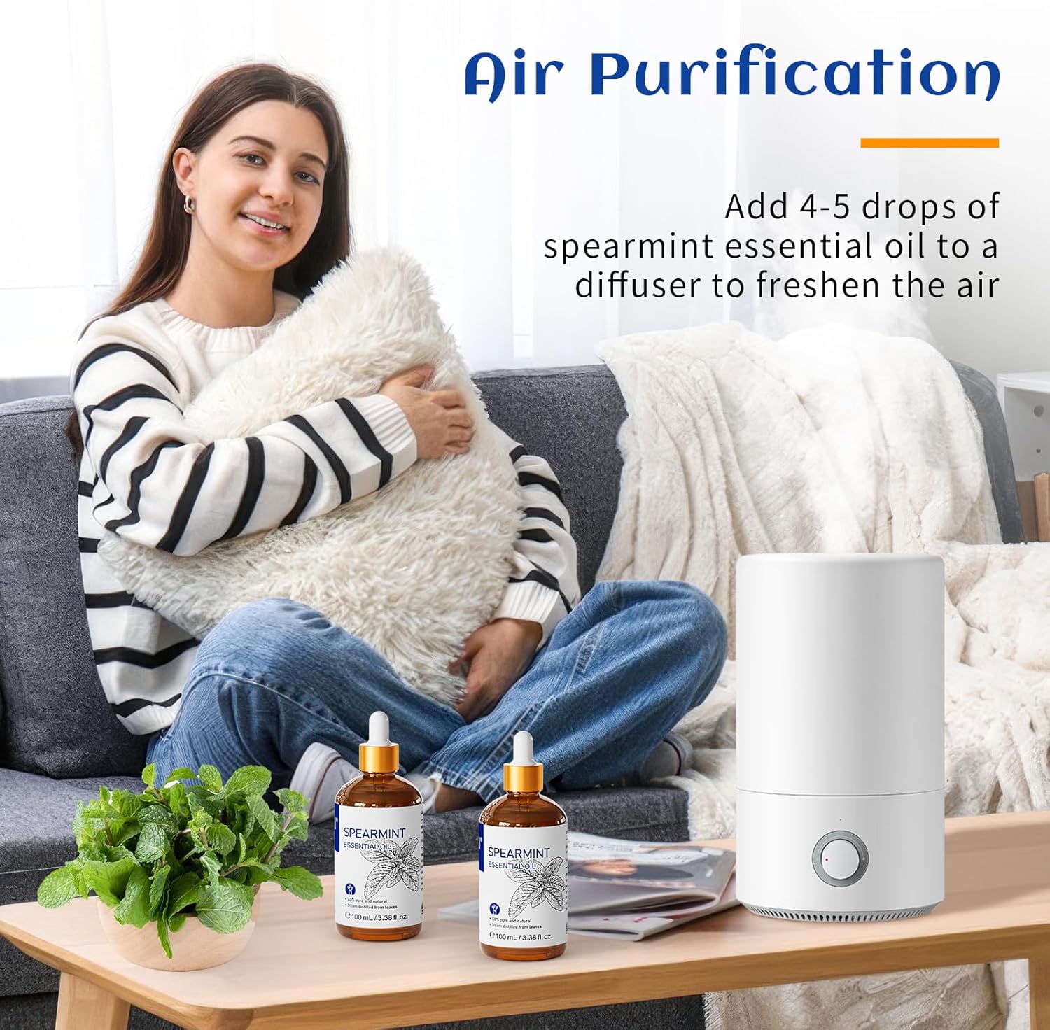 HIQILI Spearmint Essential Oil for PCOS Facial Hair Reduction