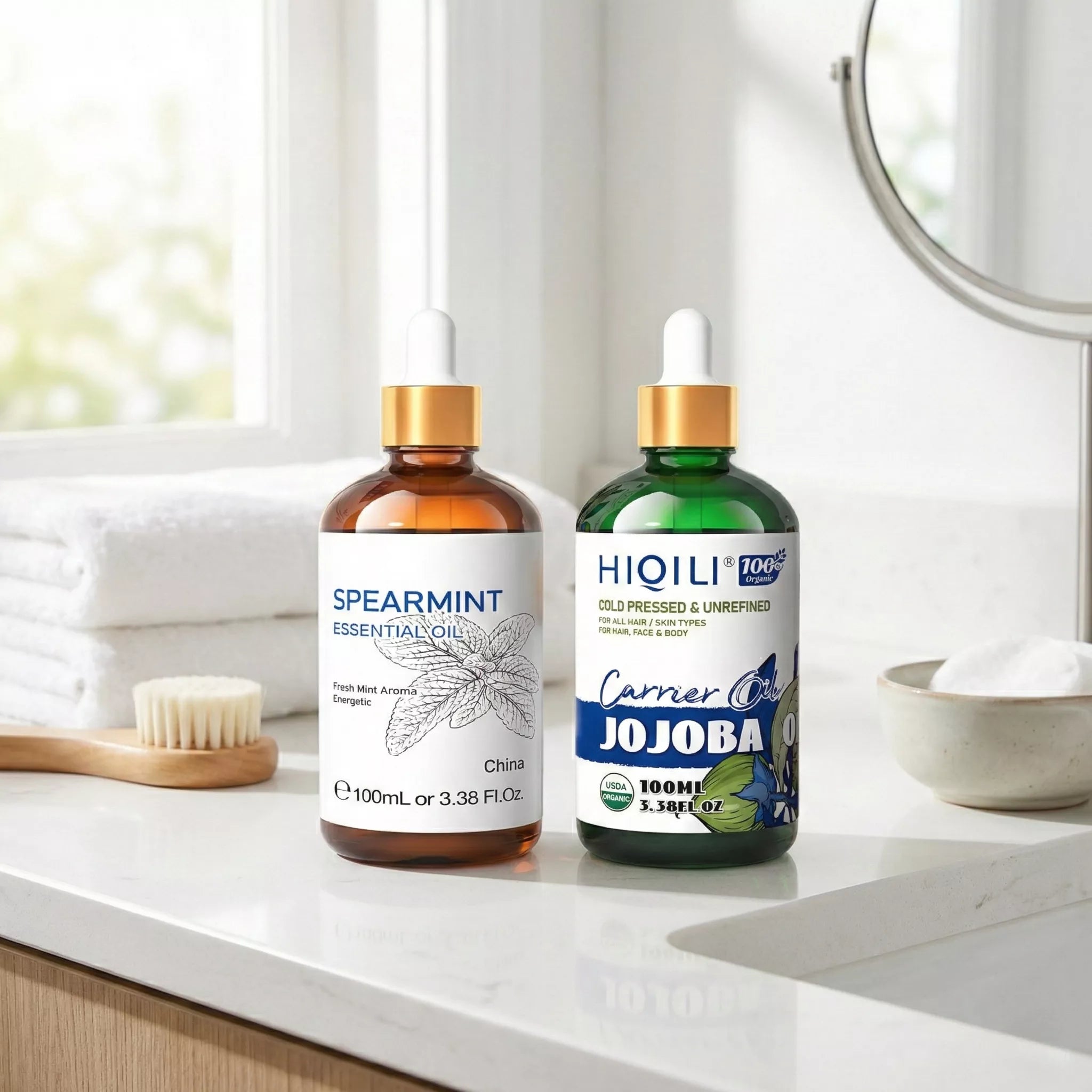 Hormonal Balance & Clear Skin Duo: Spearmint & Jojoba Oil Bundle