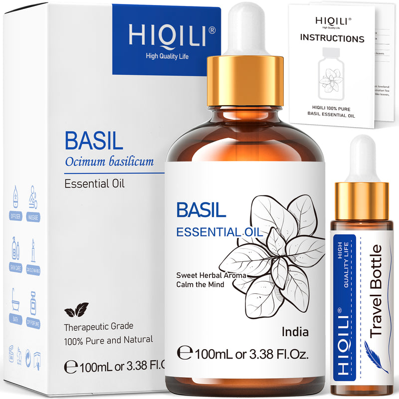 HIQILI Pure Natural Basil Essential Oils for Skin Massage