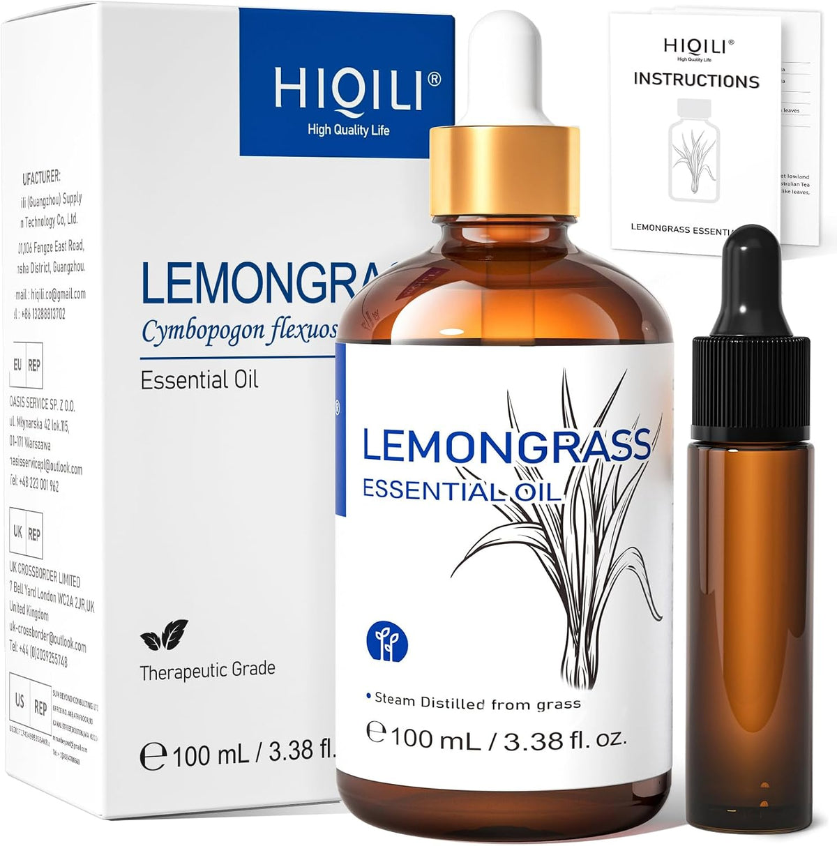 Lemongrass Essential Oil – Fresh Citrus Herbal Aroma for Diffusers, DIY Blends & Home Fragrance
