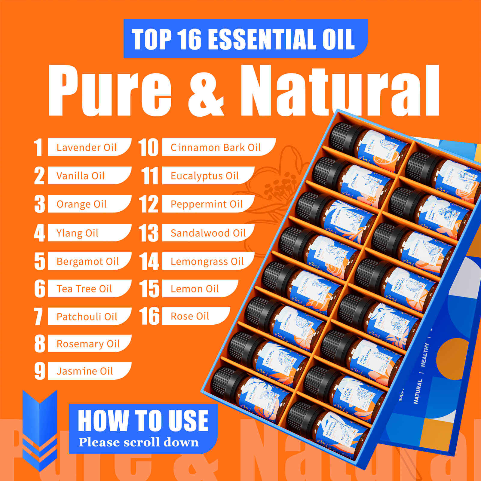 HIQILI Essential Oils Set 16-Pack – Pure Scents for Diffusers & Home