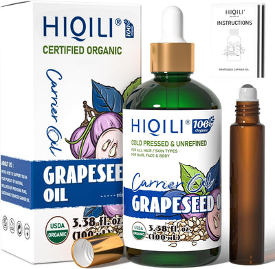 Organic Grapeseed Oil - Lightweight Carrier Oil for Skin, Hair & DIY Care