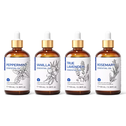 Peppermnit & Vanilla & Lavender & Rosemary Essential Oil Bundle