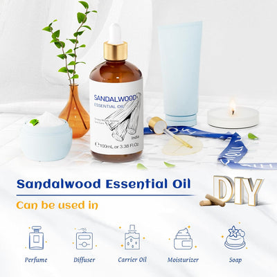 HIQILI Versatile HIQILI Sandalwood Essential Oil used for DIY perfume, diffuser, moisturizers, and handmade soap.
