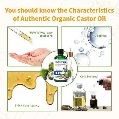 Organic Castor Oil - Cold-Pressed Carrier Oil for Hair, Lashes & Brows
