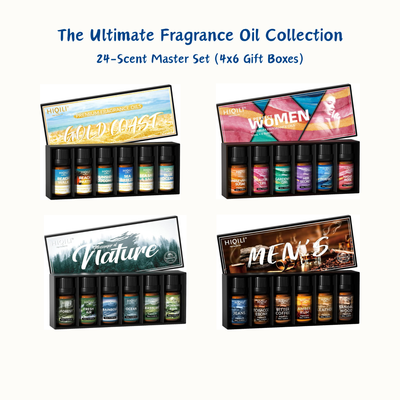 HIQILI The Ultimate Fragrance Oil Collection: 24-Scent Master Set (4x6 Gift Boxes)