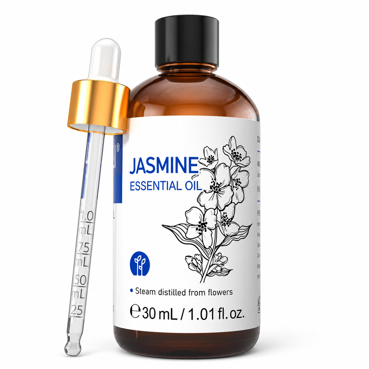 HIQILI Jasmine Essential Oil 30 mL amber bottle with dropper