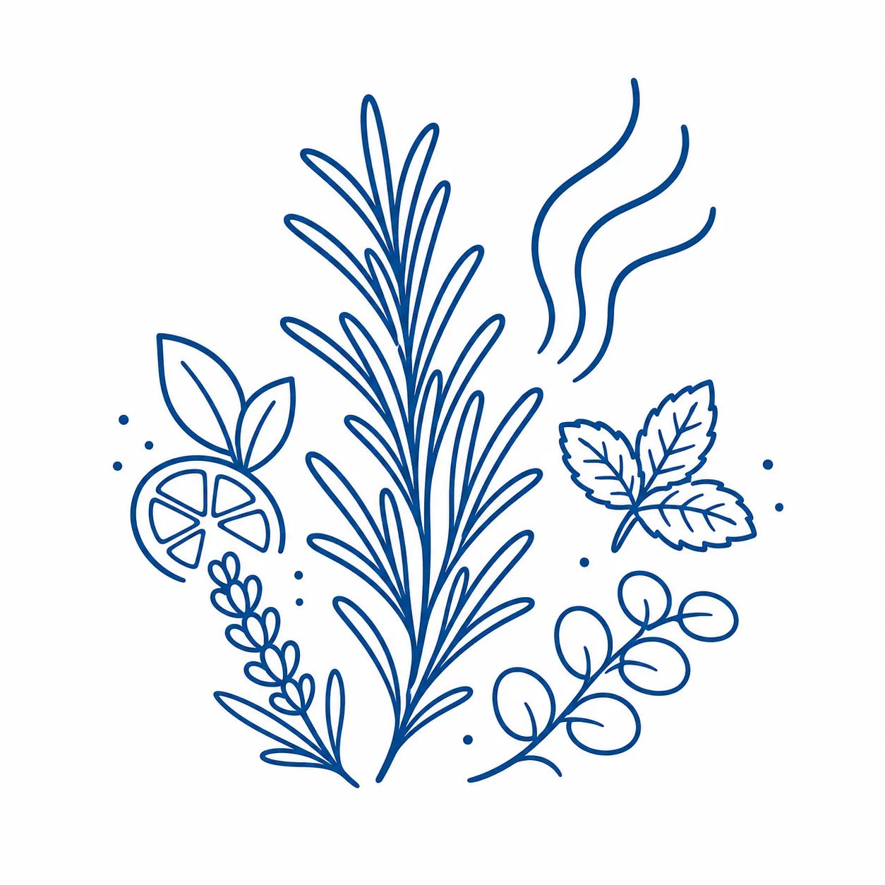 Rosemary sprig with citrus, lavender, peppermint and eucalyptus notes for a fresh green herbal aroma