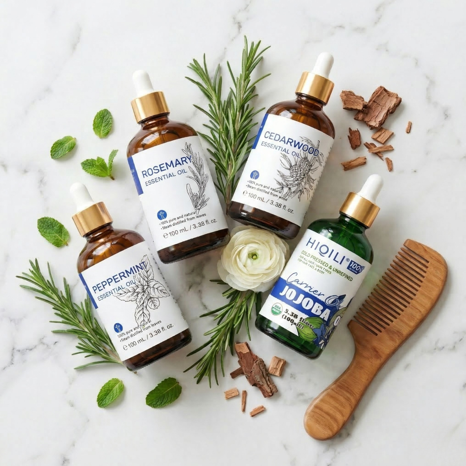 Spring Hair Growth Kit – 4 Essential Oils for Stronger, Fuller Hair