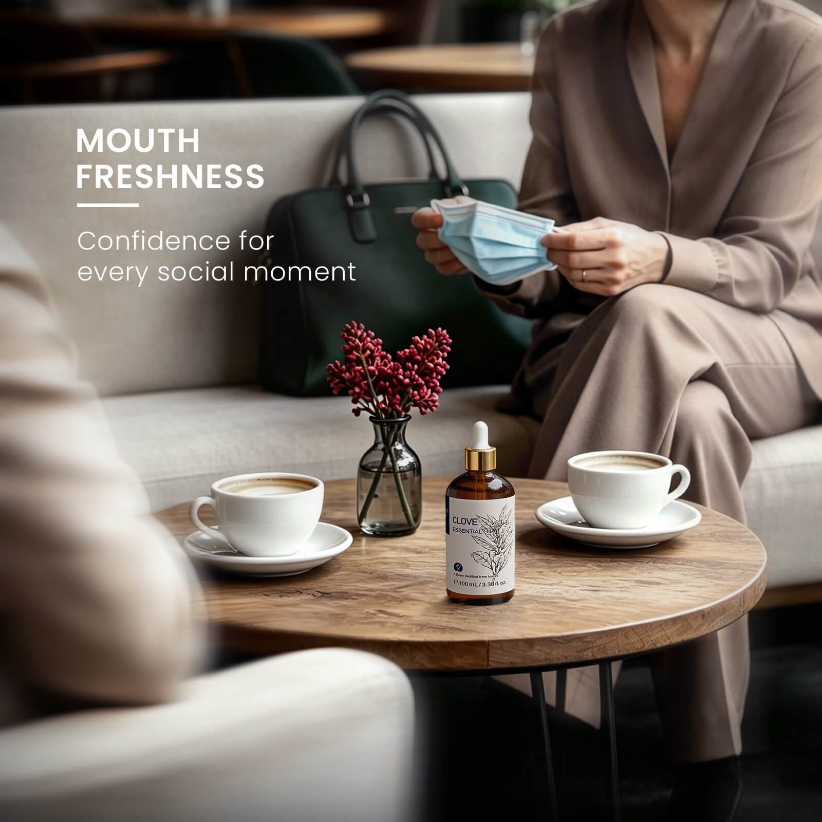 HIQILI Clove Essential Oil helps freshen breath and maintain mouth freshness for greater confidence throughout the day.