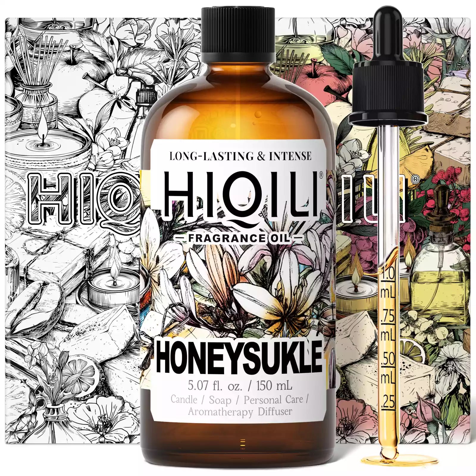 HIQILI Honeysuckle Fragrance Oil 150 mL bottle with dropper and floral box