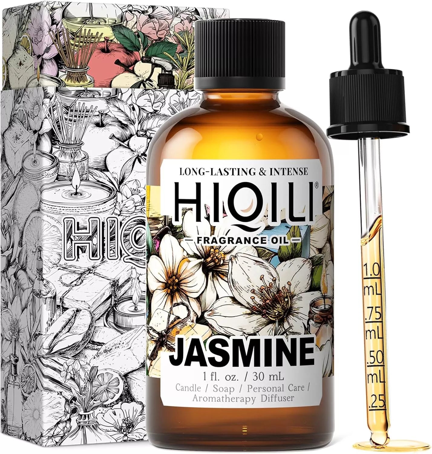 HIQILI Jasmine Fragrance Oil 30 mL bottle with dropper