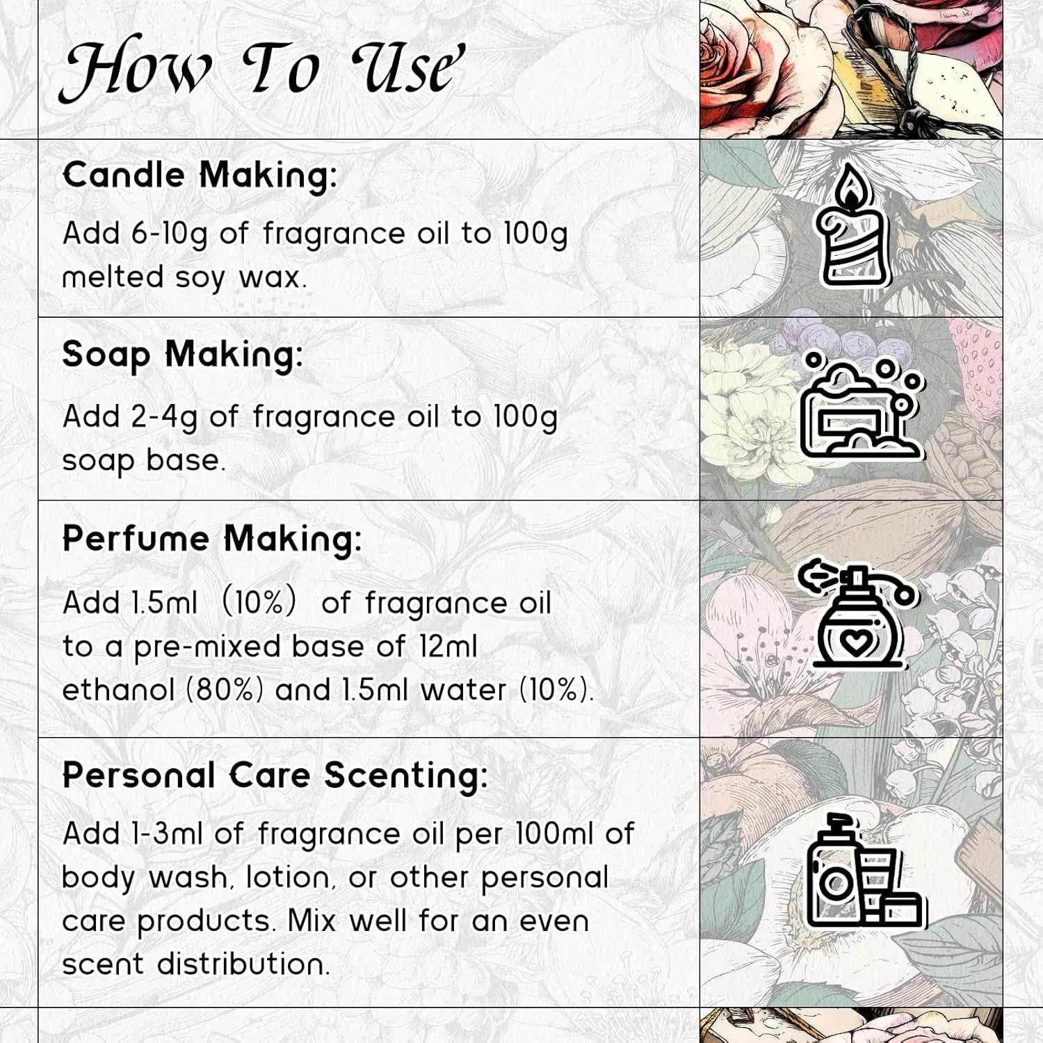 HIQILI Jasmine Fragrance Oil usage guide for candles soap perfume and personal care