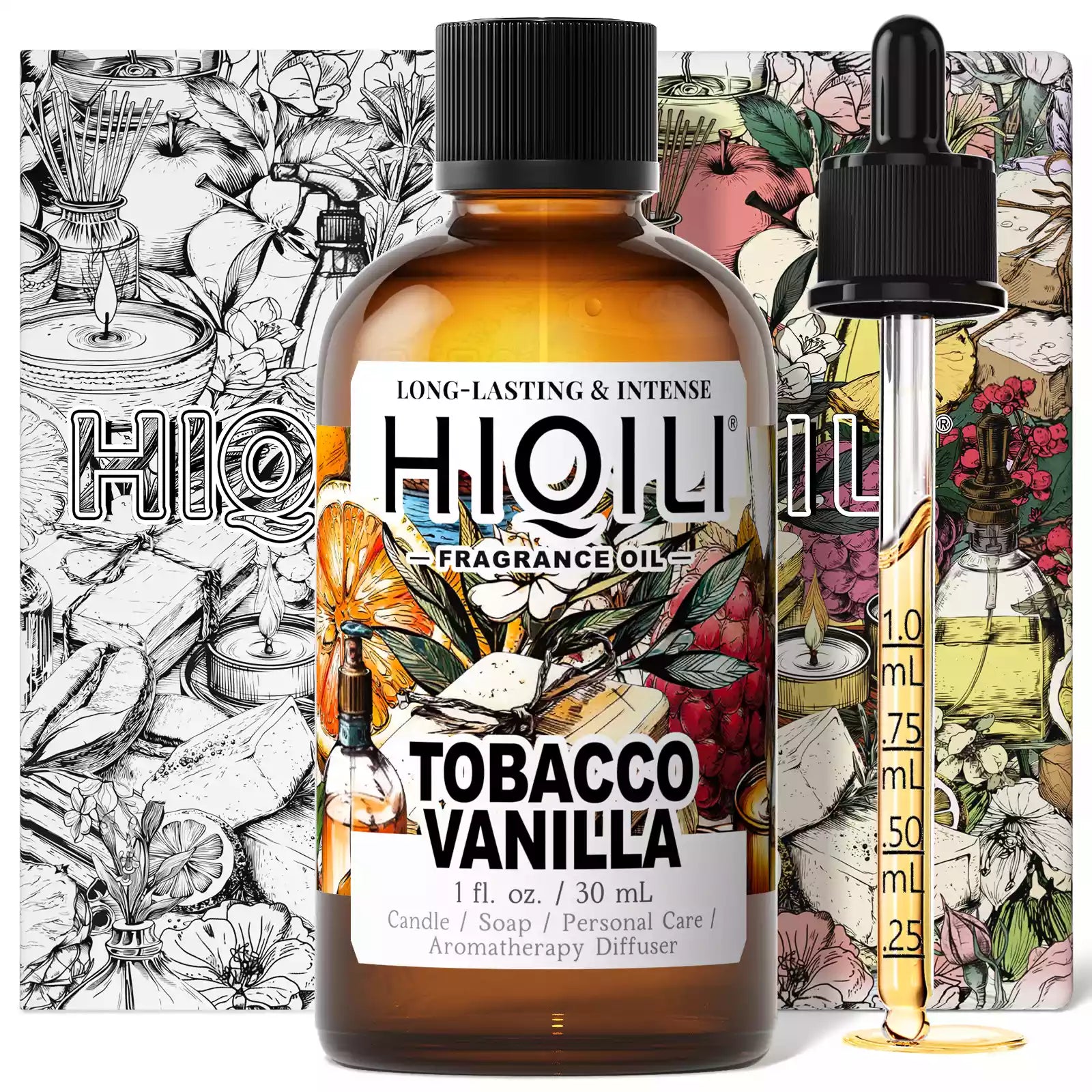 HIQILI Tobacco Vanilla Fragrance Oil 30 mL bottle with dropper