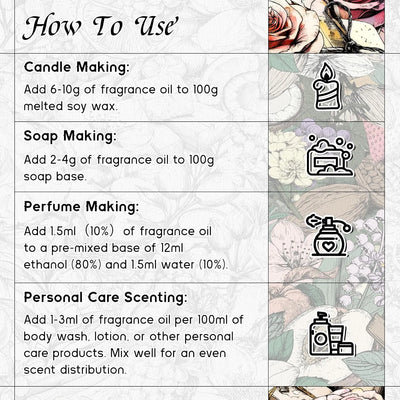 HIQILI Vanilla Fragrance Oil usage guide for candles soap perfume and care