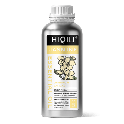 HIQILI 32 oz wholesale bulk Jasmine Essential Oil in aluminum bottle, Indian Jasminum sambac.