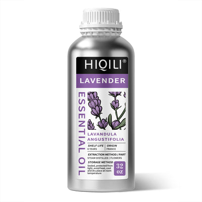 HIQILI 32 oz bulk Lavender Essential Oil aluminum bottle, Lavandula Angustifolia sourced from France.