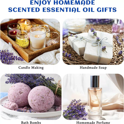 HIQILI True Lavender Essential Oil for DIY scented gifts: candle making, handmade soap, bath bombs, and homemade perfume.