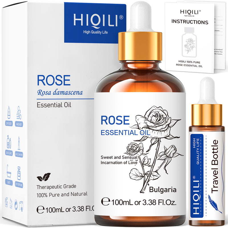 HIQILI Rose Essential Fragrance Oils, for Diffuser, Skin, Hair