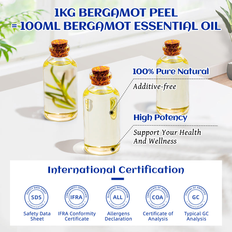 HIQILI 100ML Bergamot Essential Oils,100% Pure Nature for Aromatherapy, Used for Diffuser,Humidifier,Massage