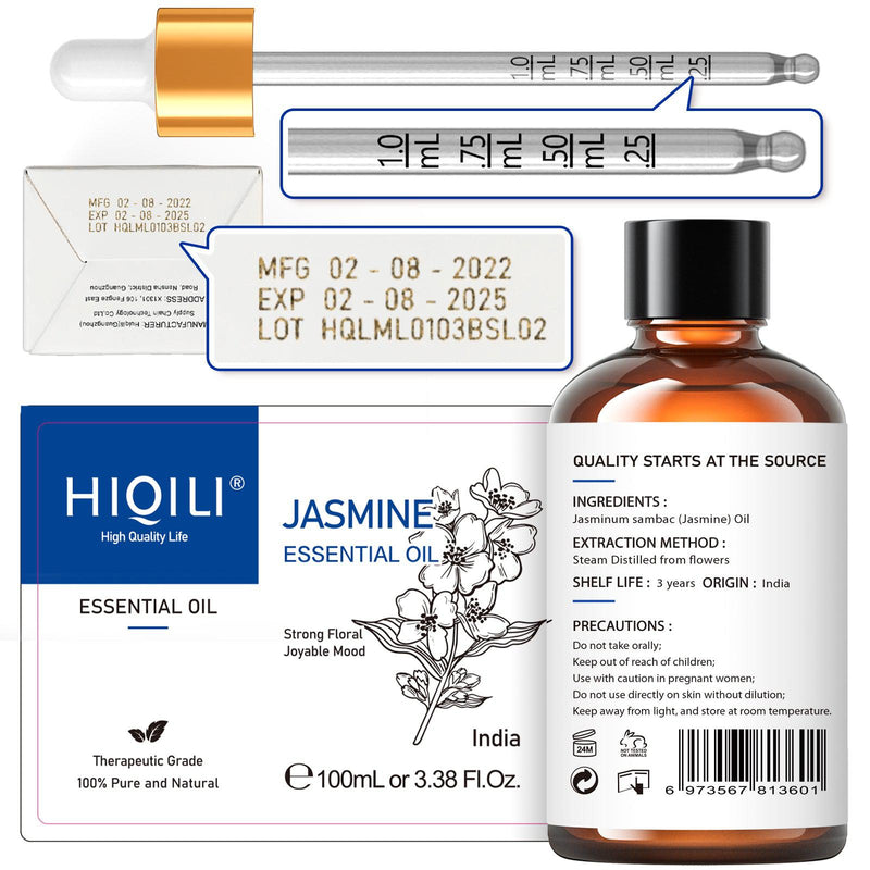 HIQILI Natural Jasmine Essential Oils, for Diffuser, Sleeping